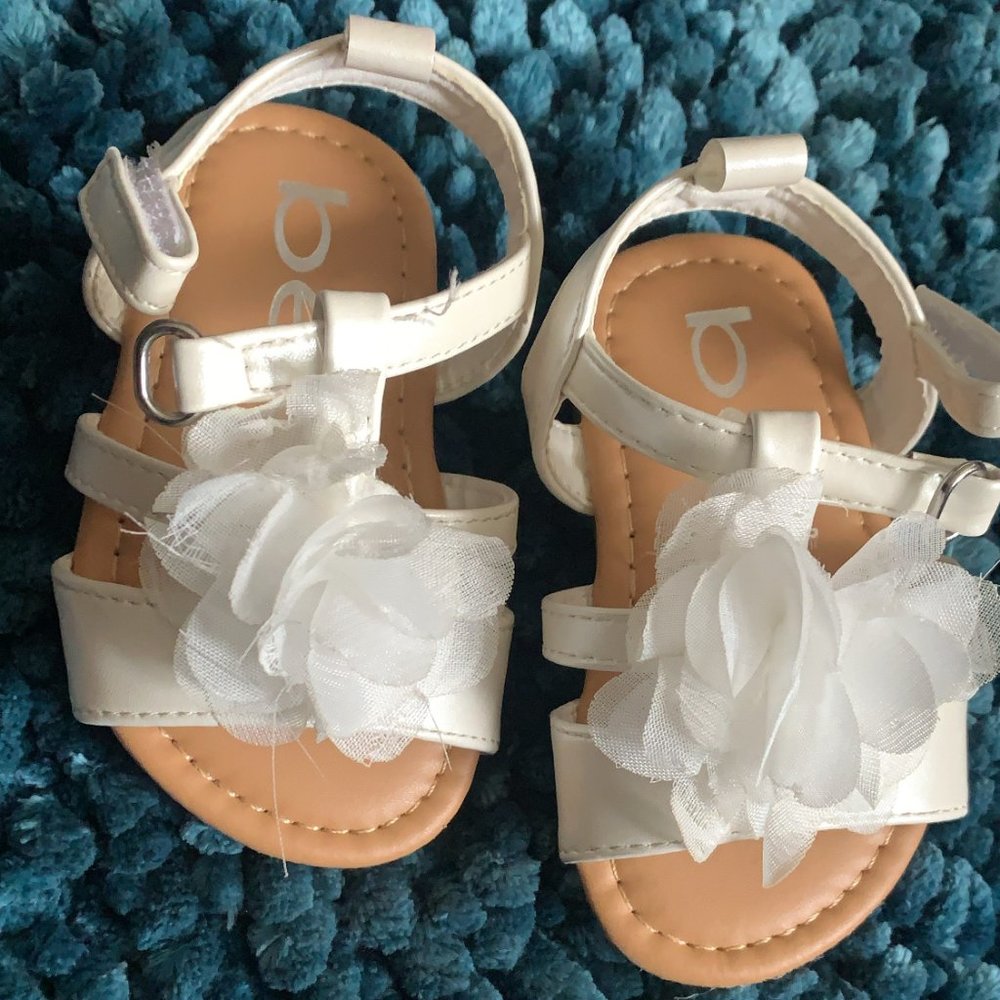 Size 3 White BeBe Kid's Sandals